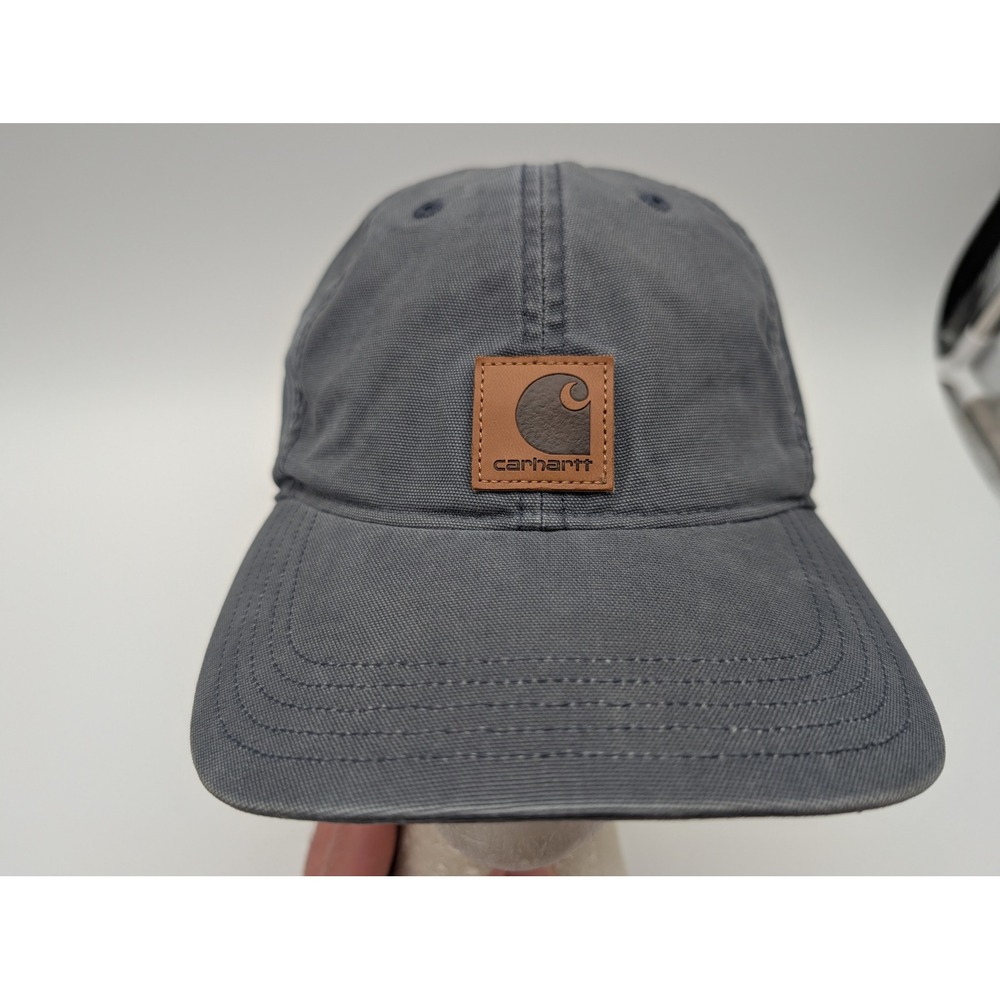 Carhartt Odessa Gray Cotton Canvas Logo Patch Strapback Baseball Hat 100141